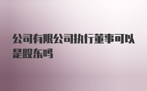 公司有限公司执行董事可以是股东吗