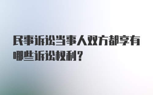 民事诉讼当事人双方都享有哪些诉讼权利？