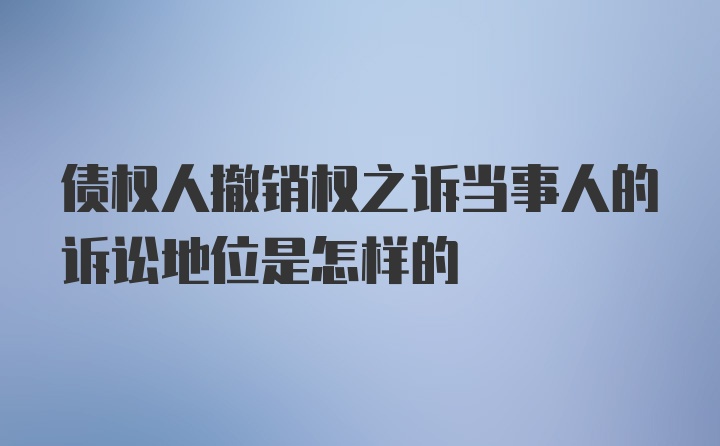 债权人撤销权之诉当事人的诉讼地位是怎样的