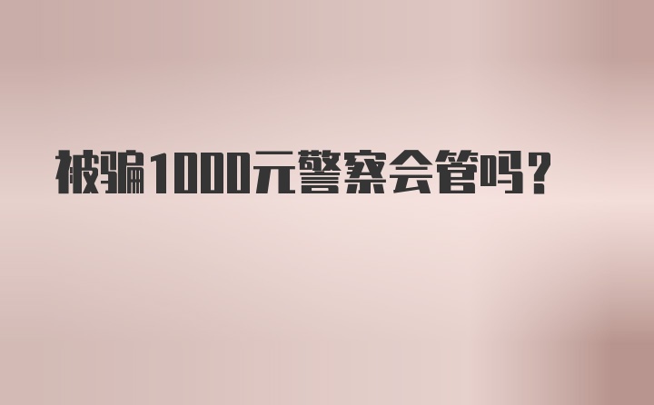 被骗1000元警察会管吗？