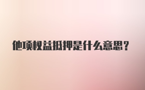 他项权益抵押是什么意思？