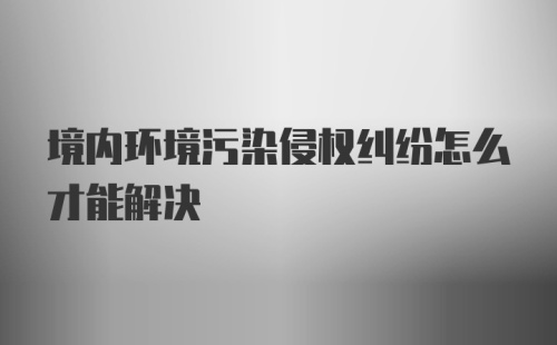 境内环境污染侵权纠纷怎么才能解决