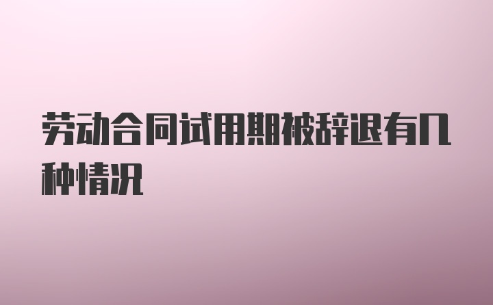 劳动合同试用期被辞退有几种情况