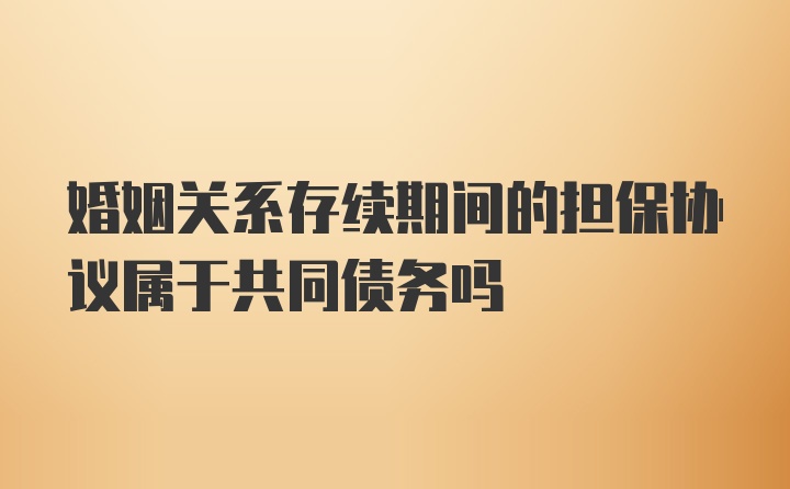 婚姻关系存续期间的担保协议属于共同债务吗