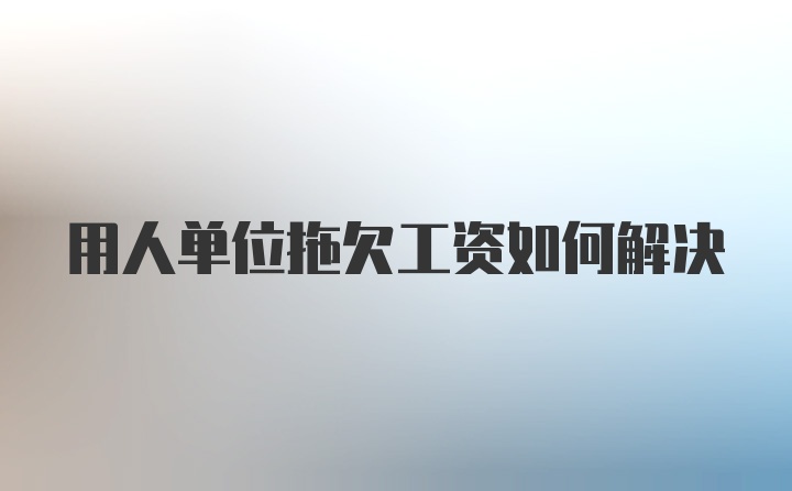 用人单位拖欠工资如何解决