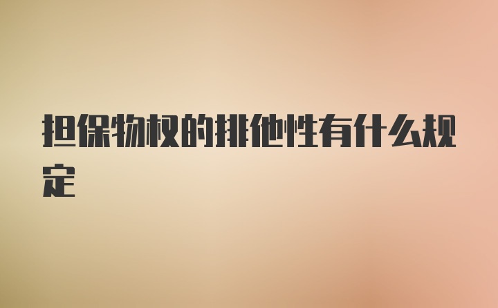 担保物权的排他性有什么规定