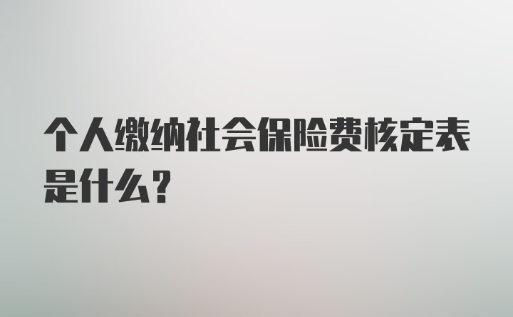 个人缴纳社会保险费核定表是什么?