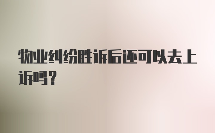 物业纠纷胜诉后还可以去上诉吗?