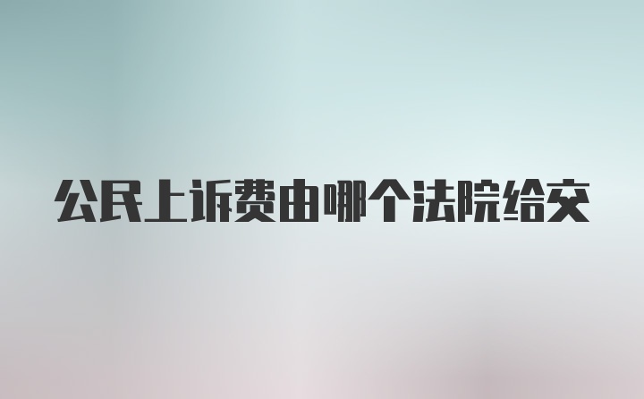 公民上诉费由哪个法院给交