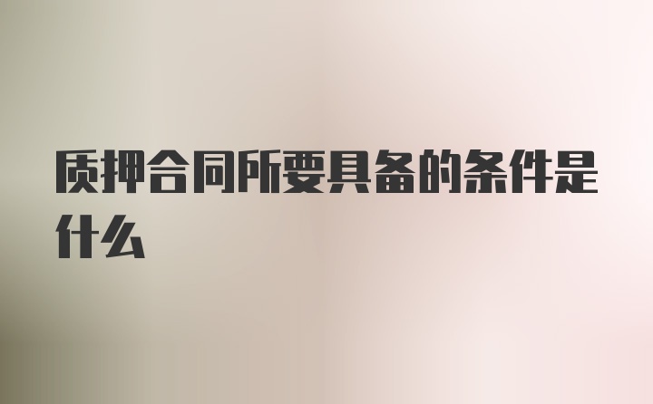 质押合同所要具备的条件是什么