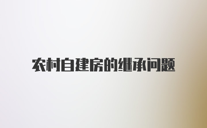 农村自建房的继承问题