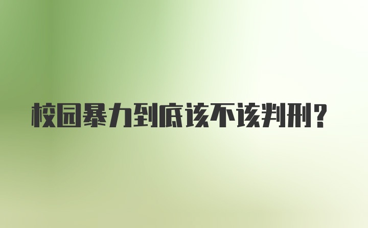 校园暴力到底该不该判刑？