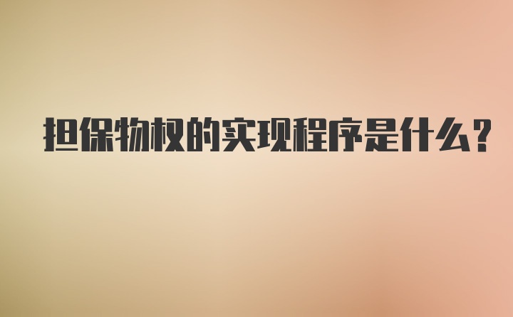 担保物权的实现程序是什么?