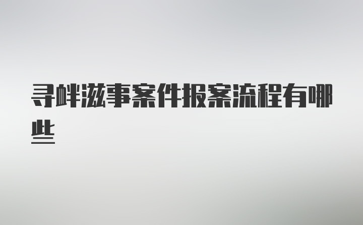 寻衅滋事案件报案流程有哪些