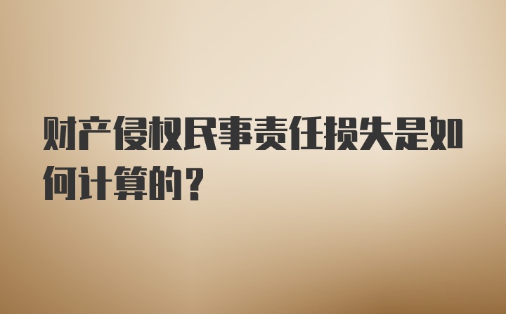 财产侵权民事责任损失是如何计算的?