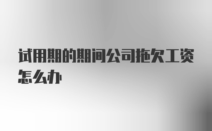 试用期的期间公司拖欠工资怎么办