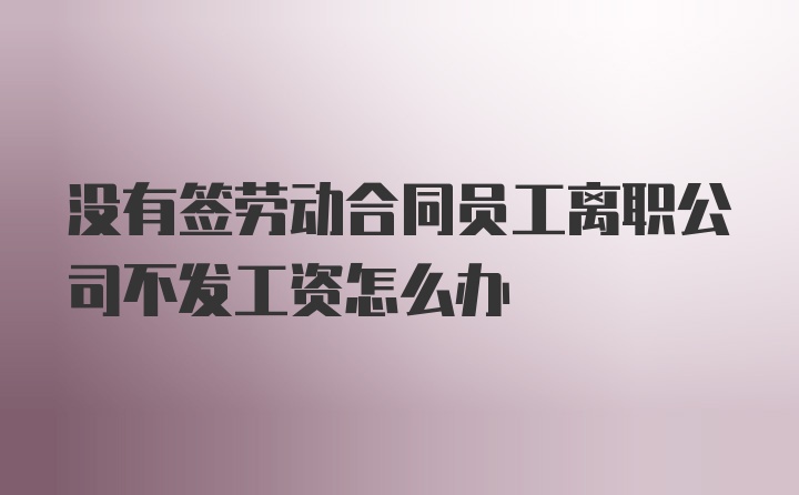 没有签劳动合同员工离职公司不发工资怎么办