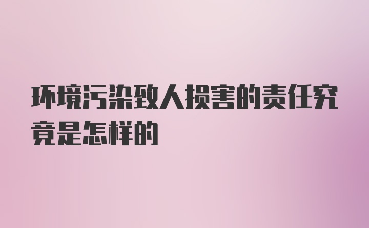 环境污染致人损害的责任究竟是怎样的