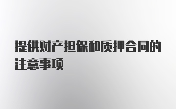 提供财产担保和质押合同的注意事项