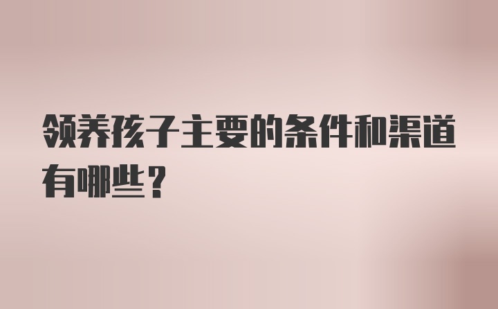 领养孩子主要的条件和渠道有哪些？