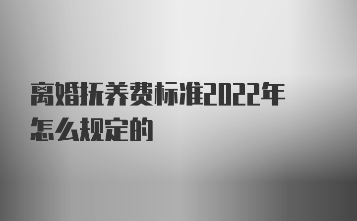 离婚抚养费标准2022年怎么规定的