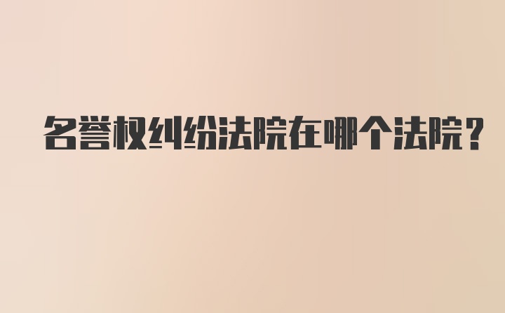 名誉权纠纷法院在哪个法院？