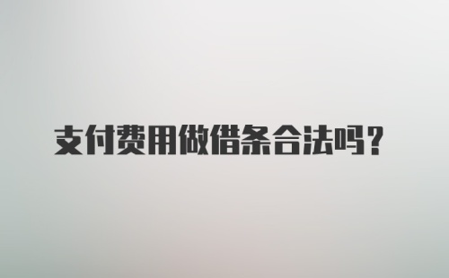 支付费用做借条合法吗？