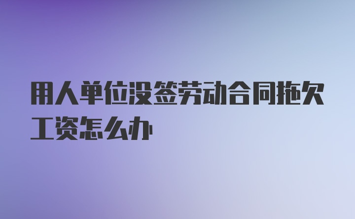 用人单位没签劳动合同拖欠工资怎么办