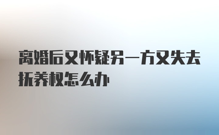 离婚后又怀疑另一方又失去抚养权怎么办