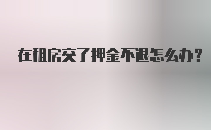 在租房交了押金不退怎么办？