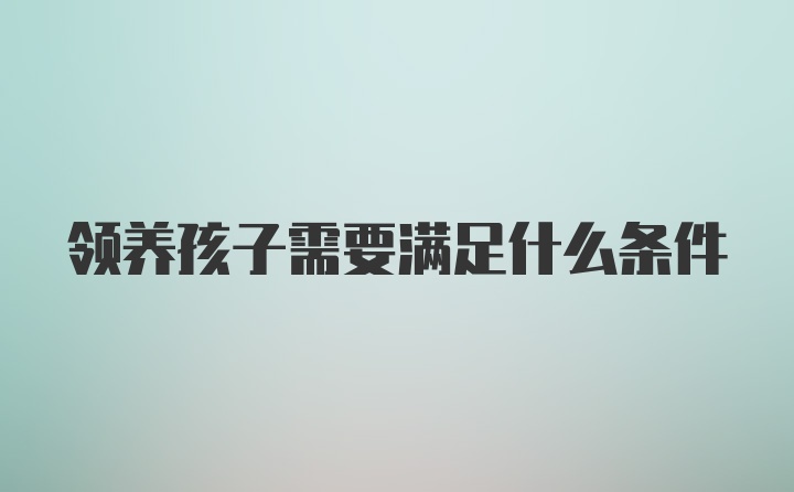 领养孩子需要满足什么条件