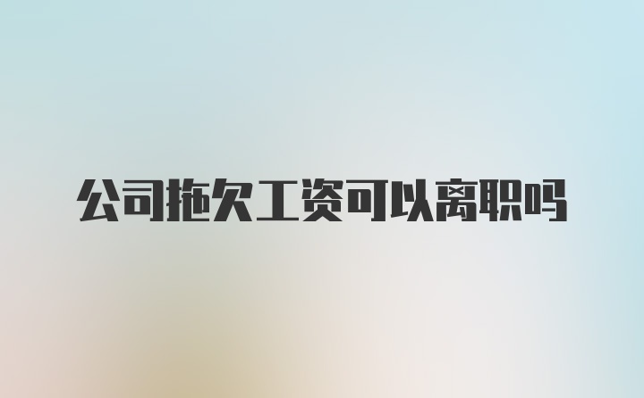 公司拖欠工资可以离职吗