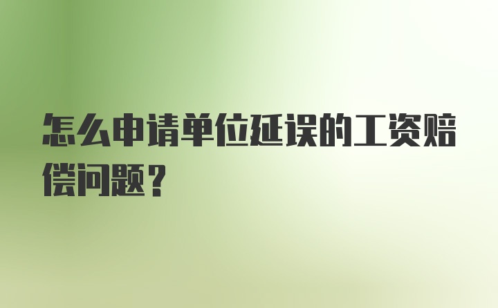 怎么申请单位延误的工资赔偿问题？