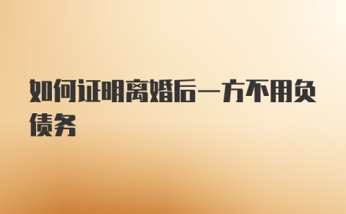 如何证明离婚后一方不用负债务