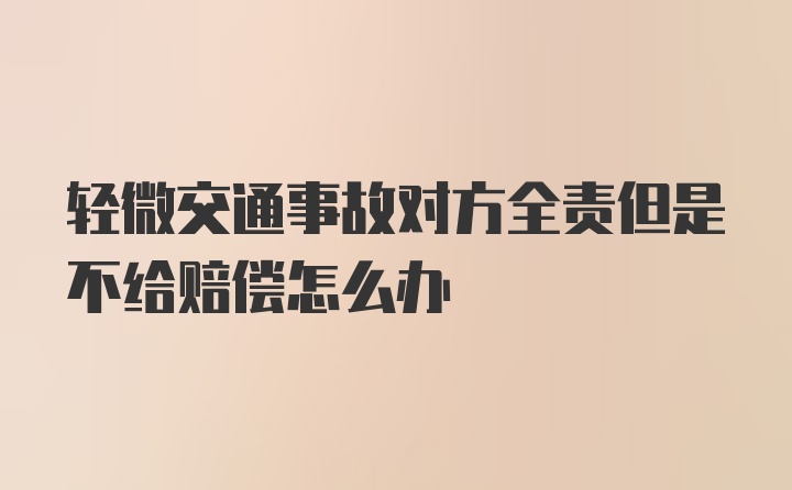 轻微交通事故对方全责但是不给赔偿怎么办