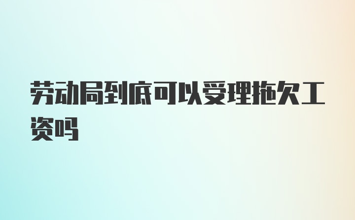 劳动局到底可以受理拖欠工资吗