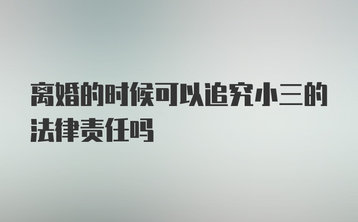 离婚的时候可以追究小三的法律责任吗