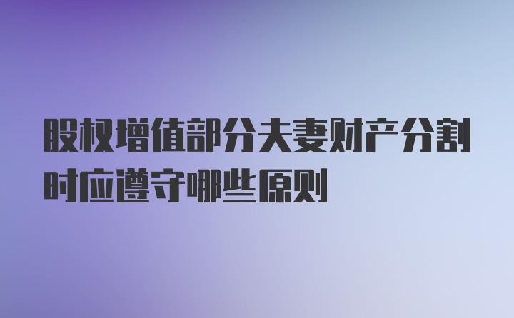 股权增值部分夫妻财产分割时应遵守哪些原则