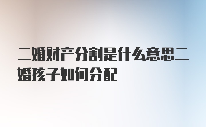 二婚财产分割是什么意思二婚孩子如何分配