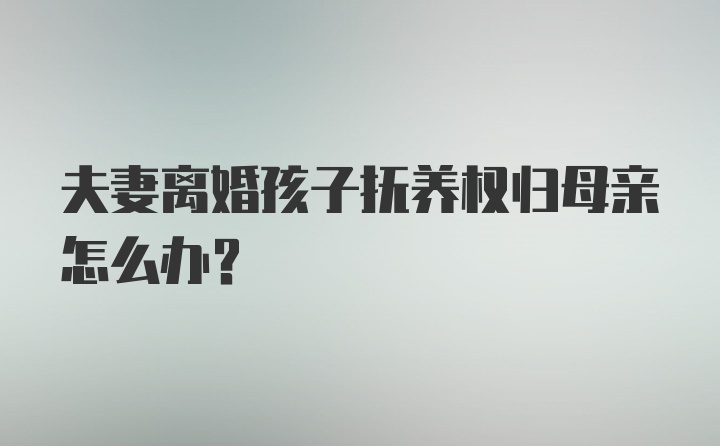 夫妻离婚孩子抚养权归母亲怎么办？