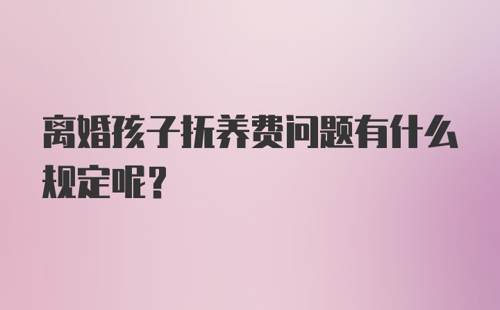 离婚孩子抚养费问题有什么规定呢？