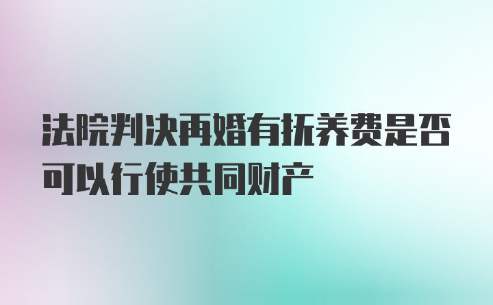 法院判决再婚有抚养费是否可以行使共同财产