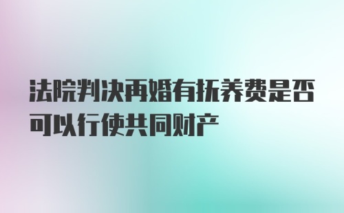 法院判决再婚有抚养费是否可以行使共同财产