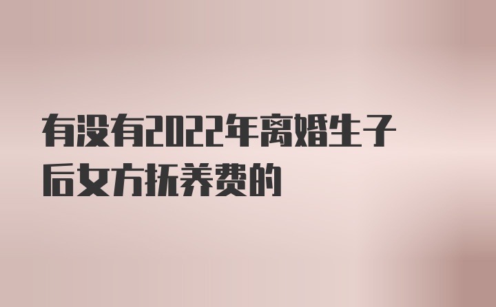 有没有2022年离婚生子后女方抚养费的