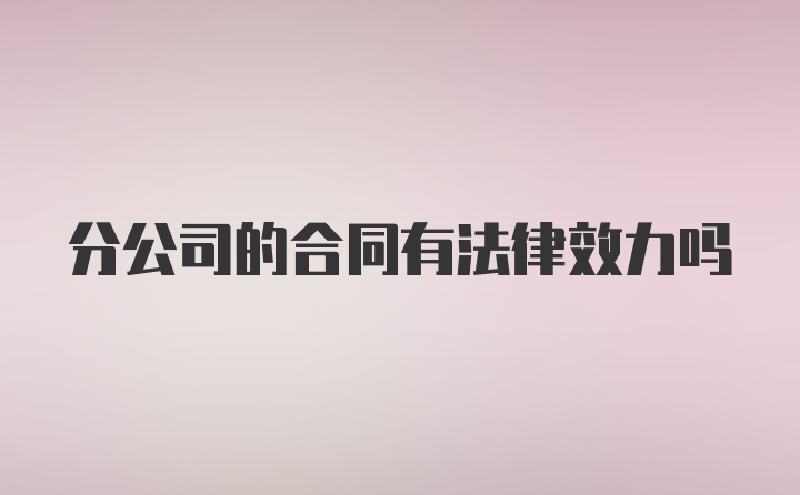 分公司的合同有法律效力吗