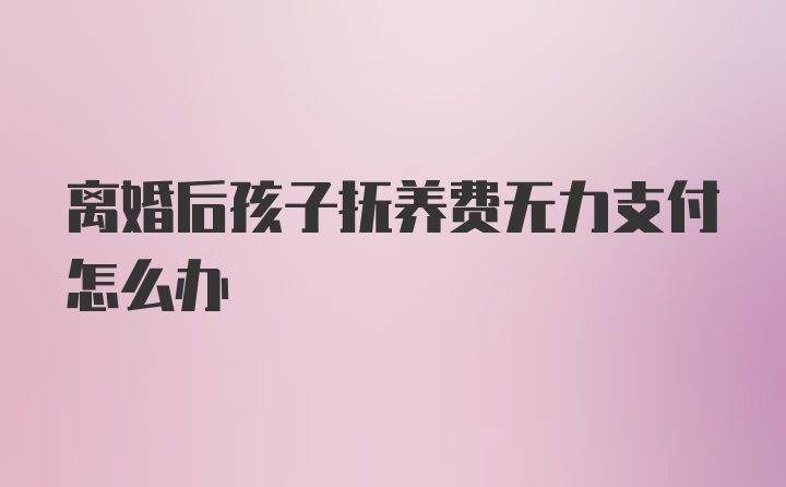 离婚后孩子抚养费无力支付怎么办