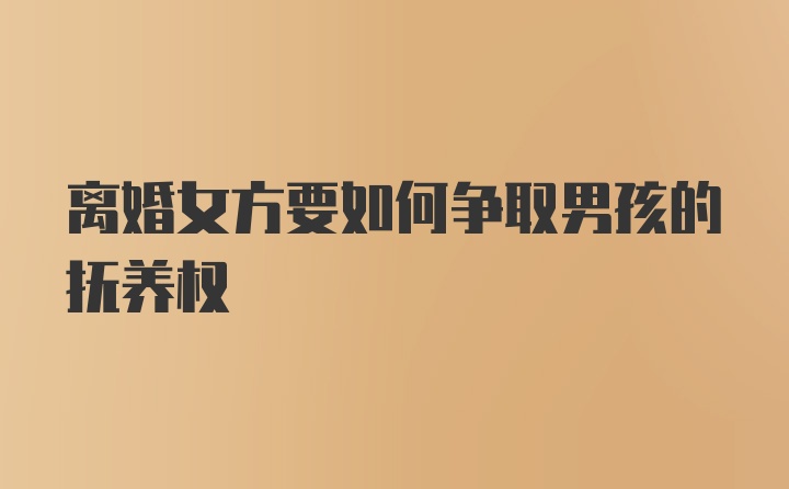 离婚女方要如何争取男孩的抚养权