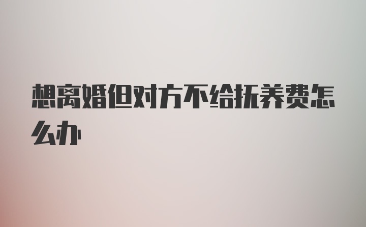 想离婚但对方不给抚养费怎么办