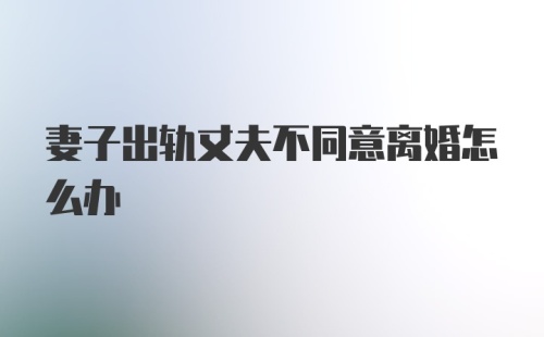 妻子出轨丈夫不同意离婚怎么办