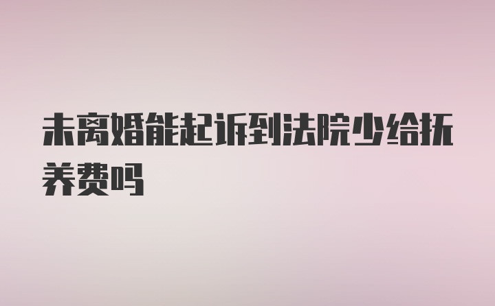 未离婚能起诉到法院少给抚养费吗